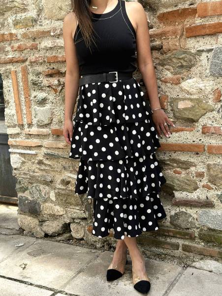 Polka Dot Skirt - Black