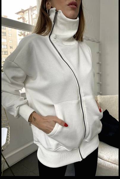 Asymmetric Hoodie- White