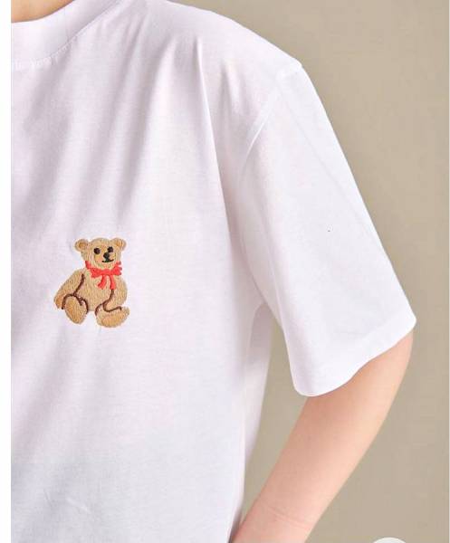 T-shirt με κέντημα "Teddy Bear "- White